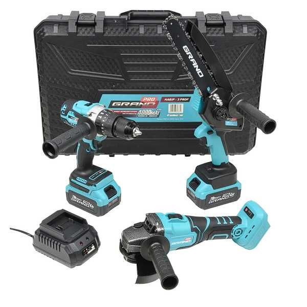 Набір акумуляторних інструментів Grand №3 (болгарка+шурупокрут+пила)