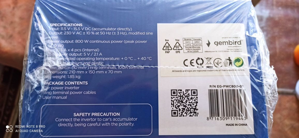 Інвертор 12v, 800w. Джерело змінного живлення 220v для вашого авто.