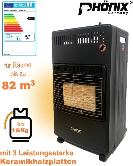 Piecyk gazowy na butle grzejnik 4,2 kW PHONIX Reduktor i wąż