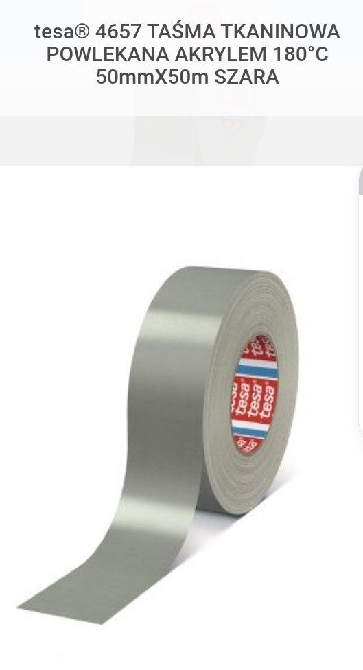 tesa® 4657 TAŚMA TKANINOWA  180°C 25mm/50mmX50m SZARA