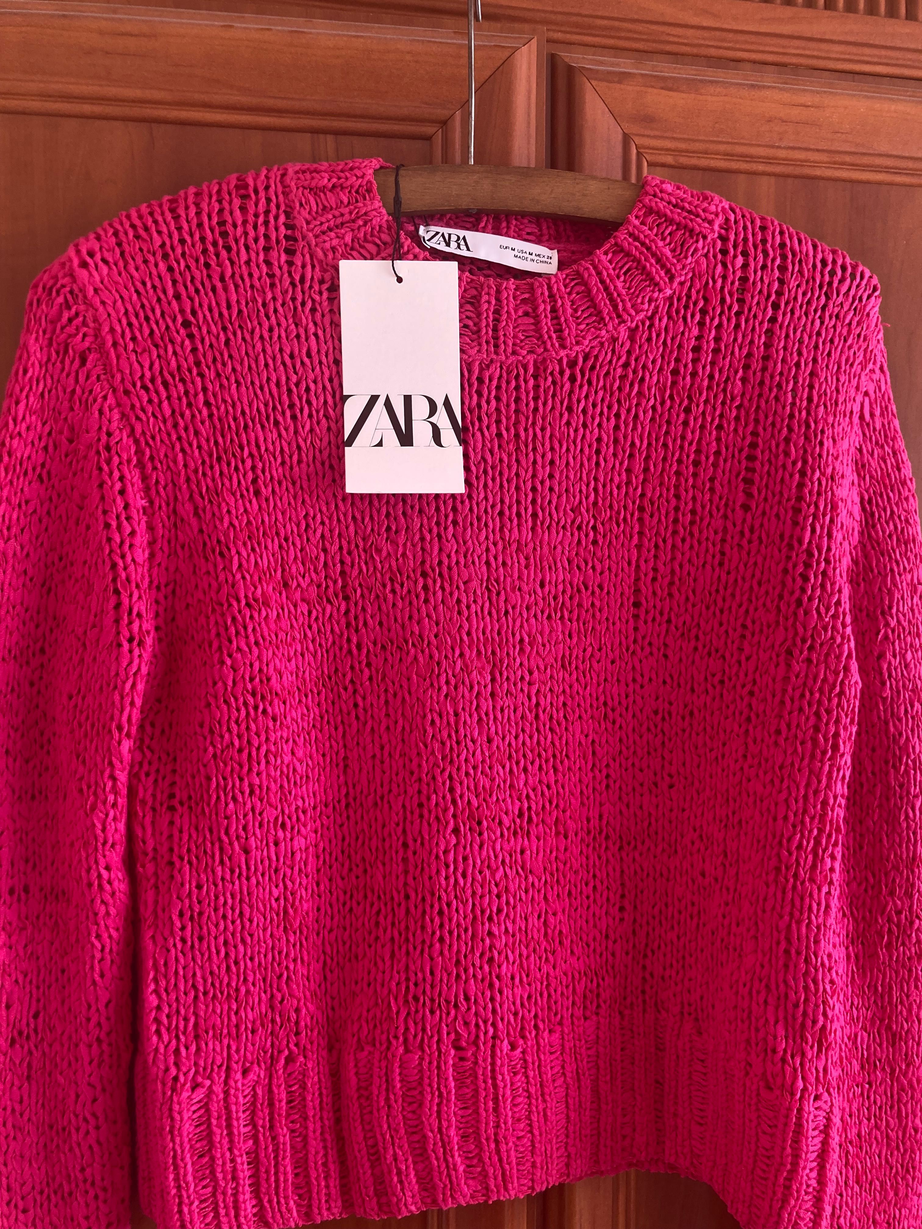 Sweter w neonowy różowym kolorze Zara roz. L