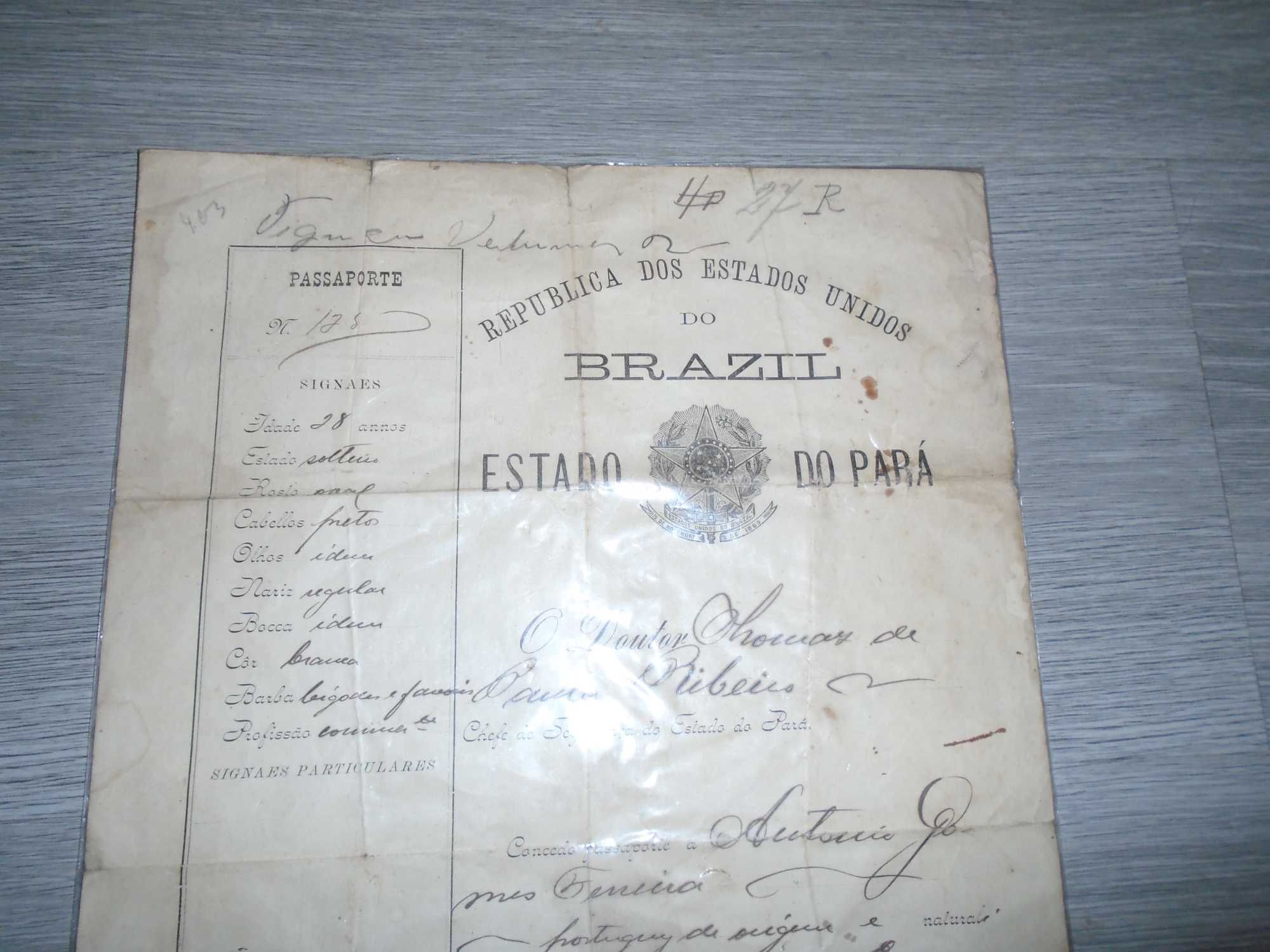 Passaporte Brazileiro datado de 1904
