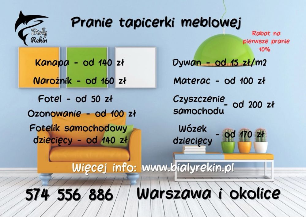 Pranie tapicerki meblowej, samochodowej, wózków dziecięcych