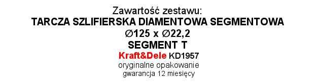 Tarcza szlifierska 125x22,2 do betonu T KD1957