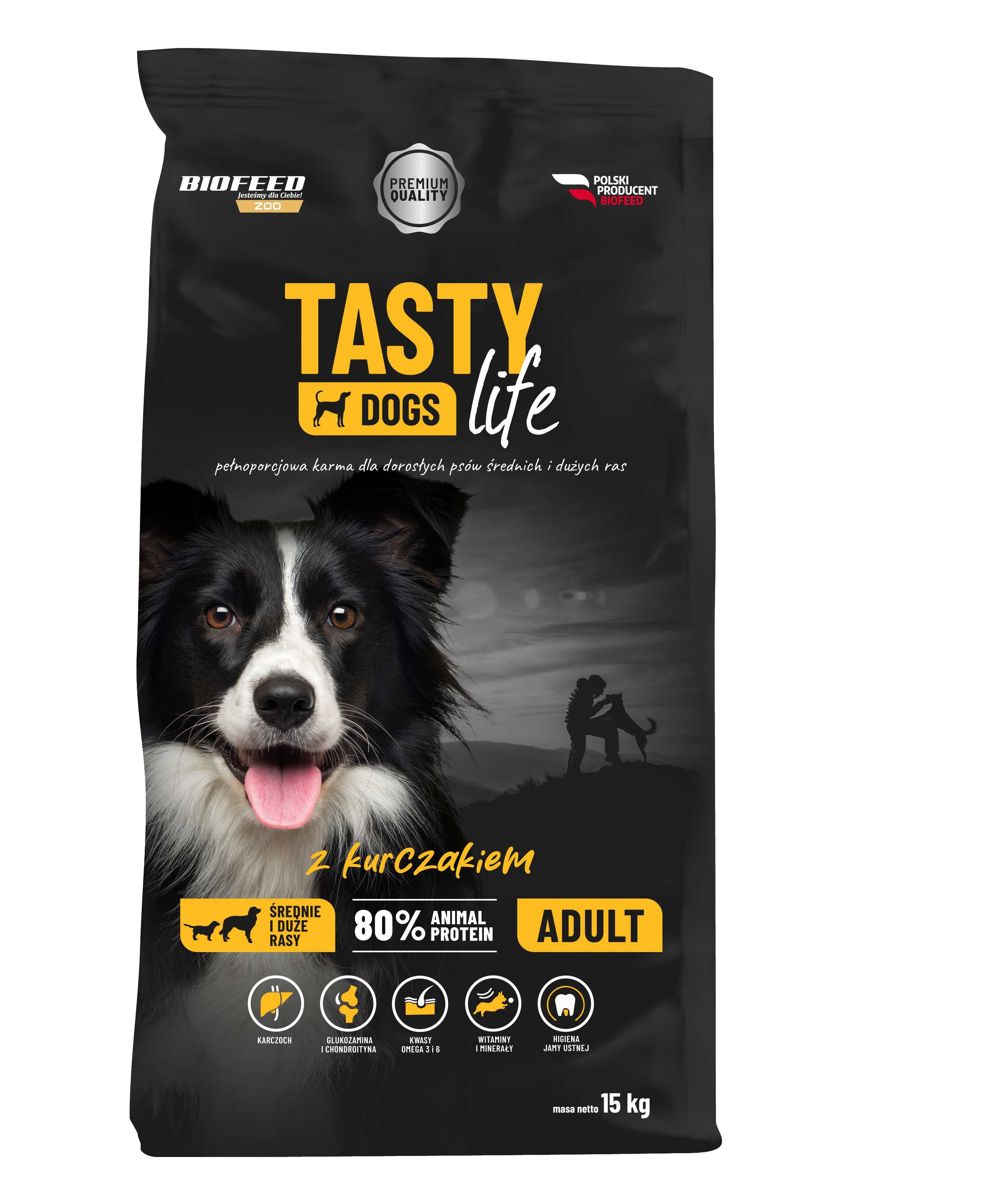 Sucha karma dla psa Tasty Dogs Life z kurczakiem 15kg biofeed