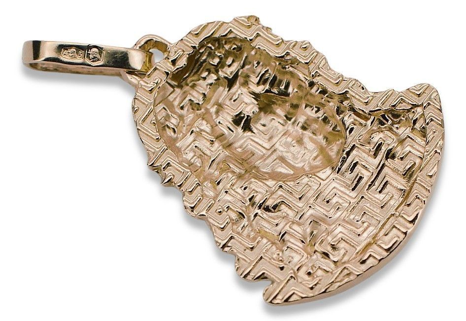 Zawieszka ikona Jezusa z czerwonego 14k różowego złoto pj004r 20mm G