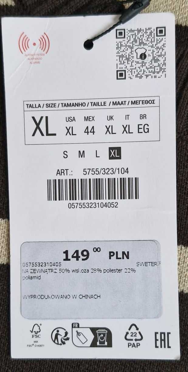 nowy sweter męski XL ZARA