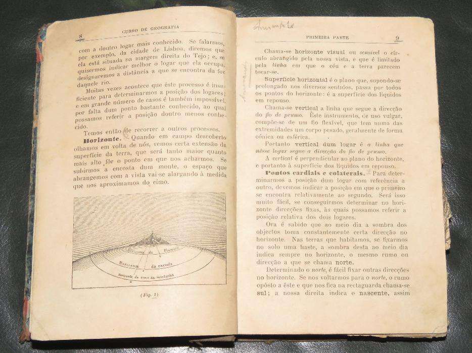 Livro antigo, Curso de Geografia, 1916