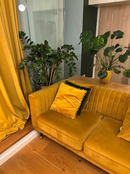 Sofa dwuosobowa Slender - Kanapa Musztardowa Velluto 8 - Stan Idealny
