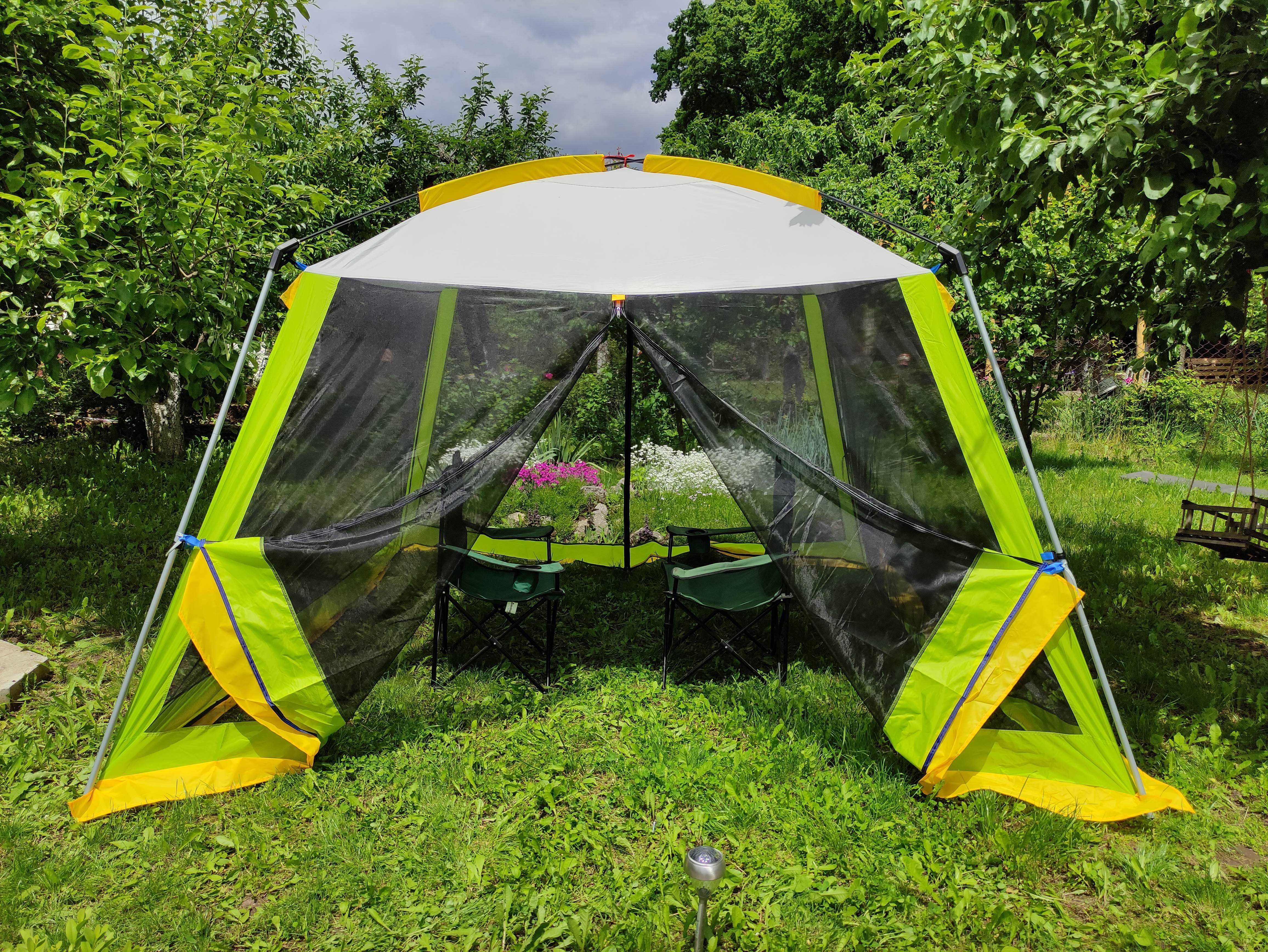 Садовая палатка - шатёр 3х3х2.1м (площадь 9кв. м), зеленая.