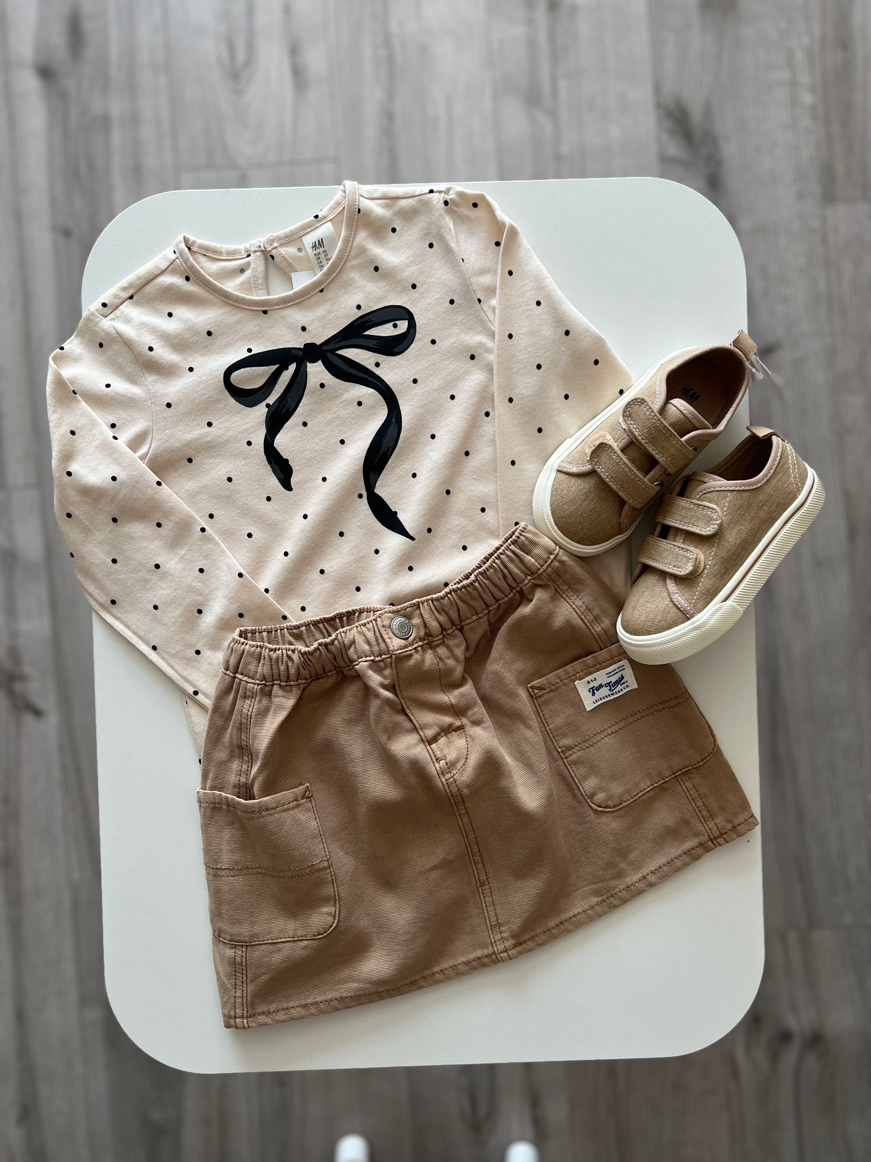 Джинсова спідниця H&M / лонгслів H&M/ костюм H&M