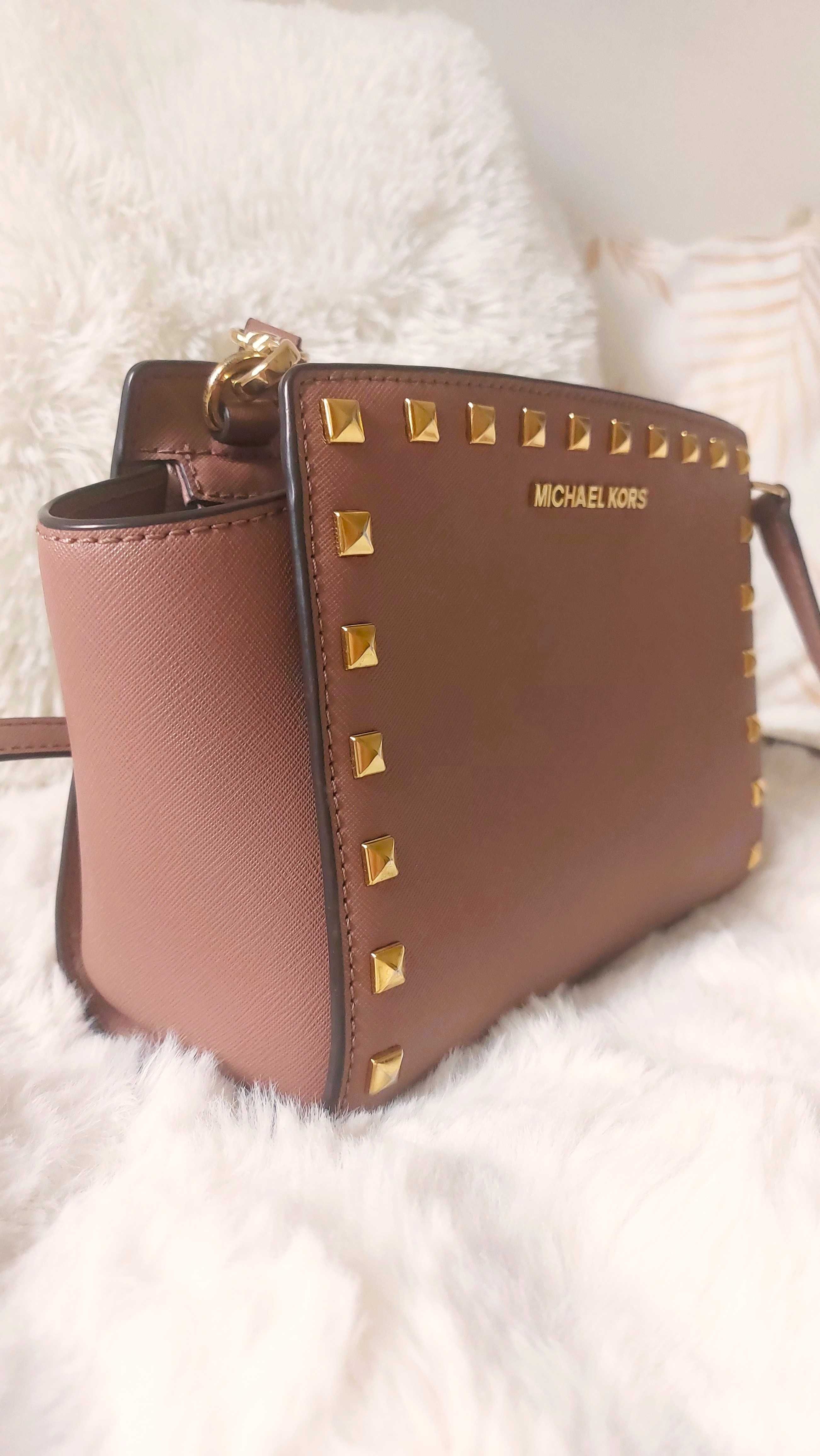 Michael Kors "Selma" Medium Dusty Pink torba listonoszka jak nowa!
