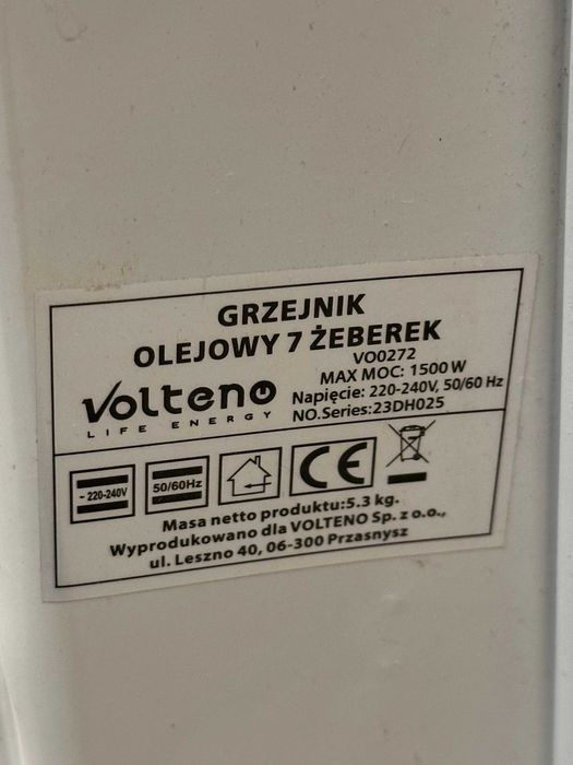 Grzejnik olejowy volteno 1500W warto/okazja