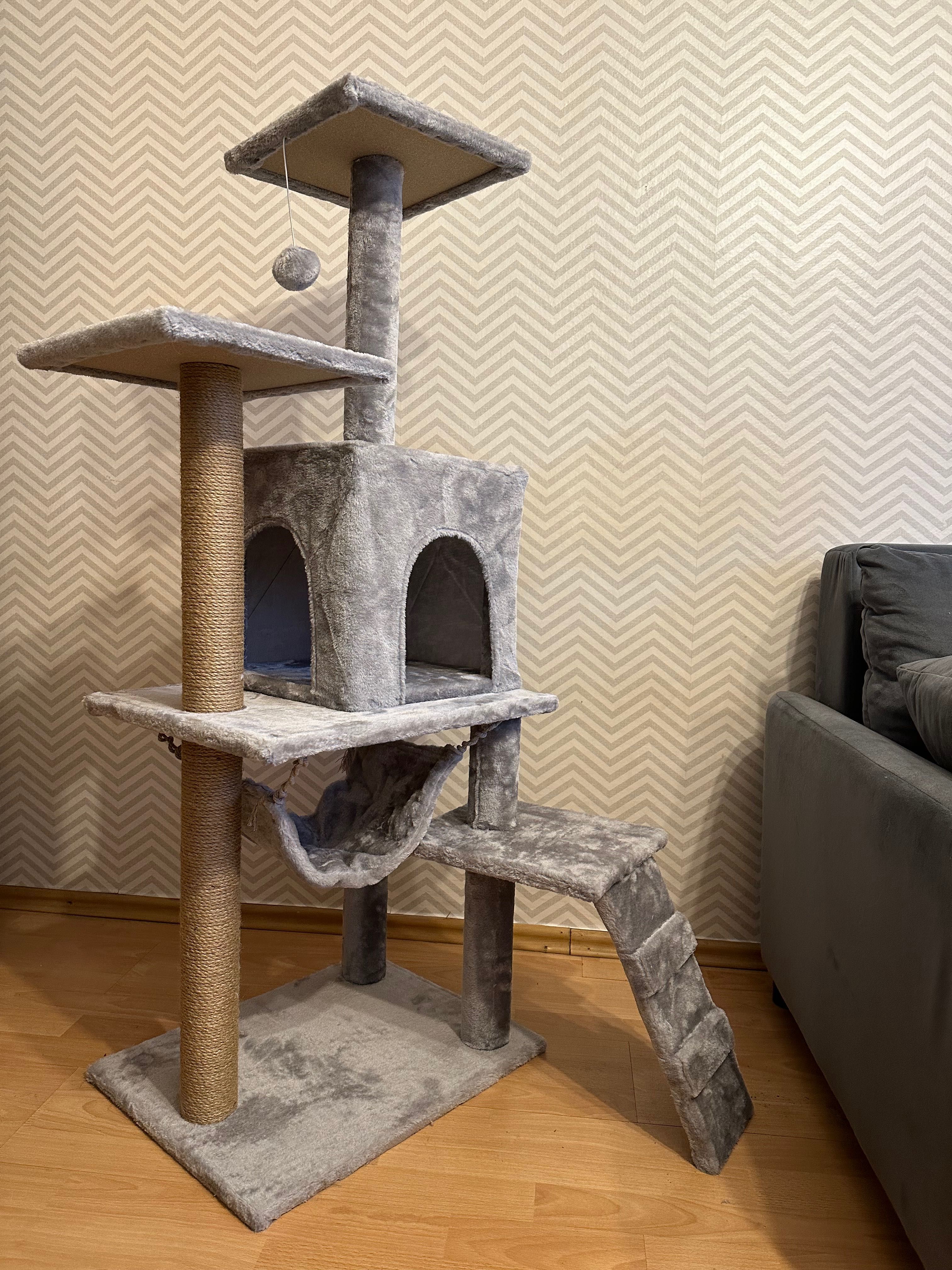 Drapak dla kota 6poziomów 125cm z: drabinką domkiem hamakiem piłeczką