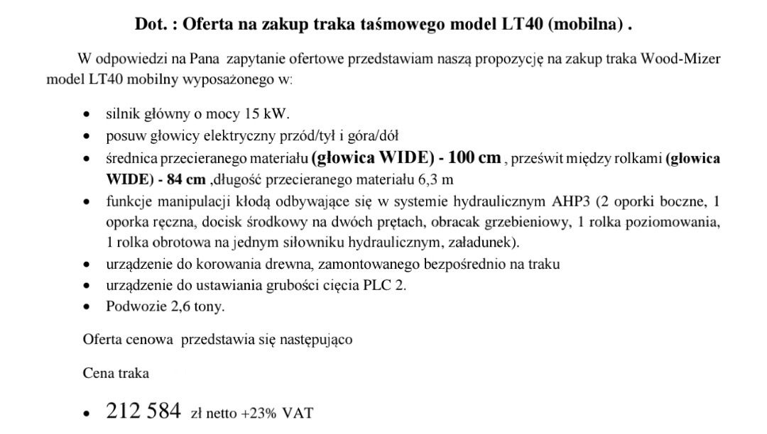 Trak mobilny Woodmizer LT-40 Wide 2022r. - Pszczyna