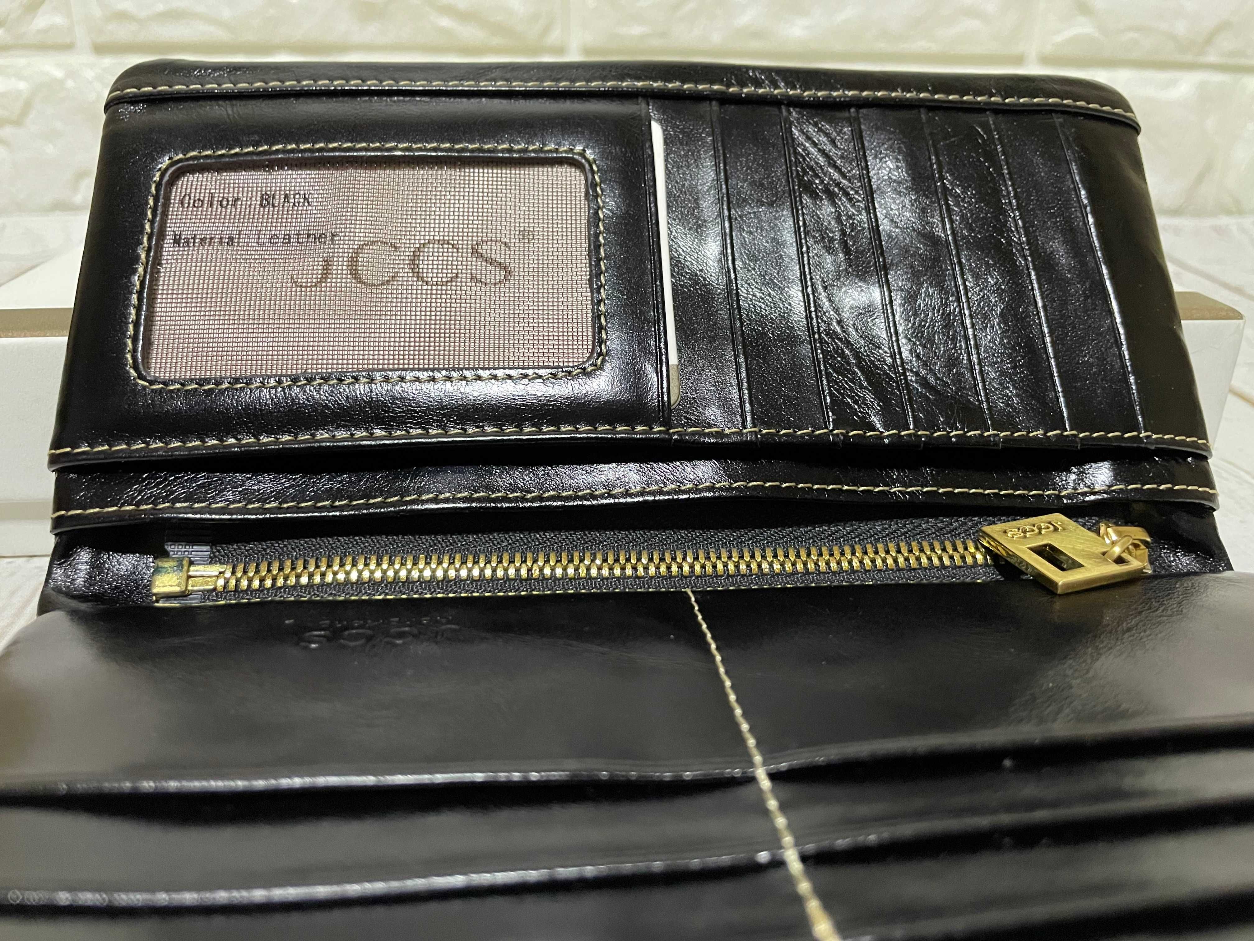 Жіночий гаманець з натуральної шкіри jccs чорний портмоне