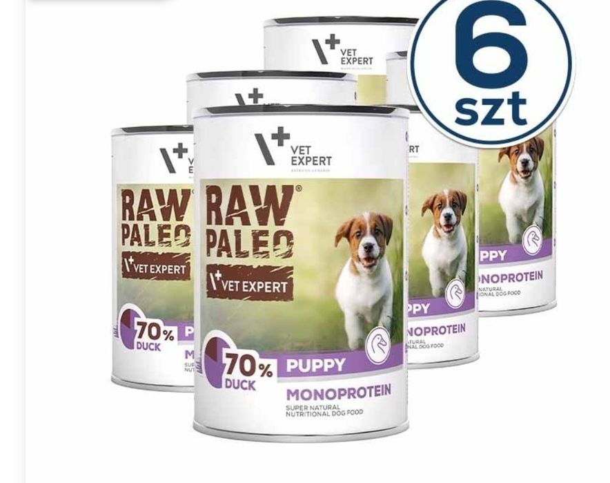 RAW PALEO PUPPY DUCK 6x400g -  dla szczeniąt monoproteinowa z kaczką