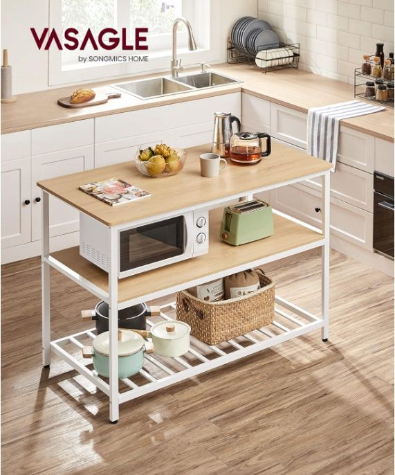 Vasagle regał kuchenny z dużym blatem 60x120x90cm KKI001W09 USZKODZONY