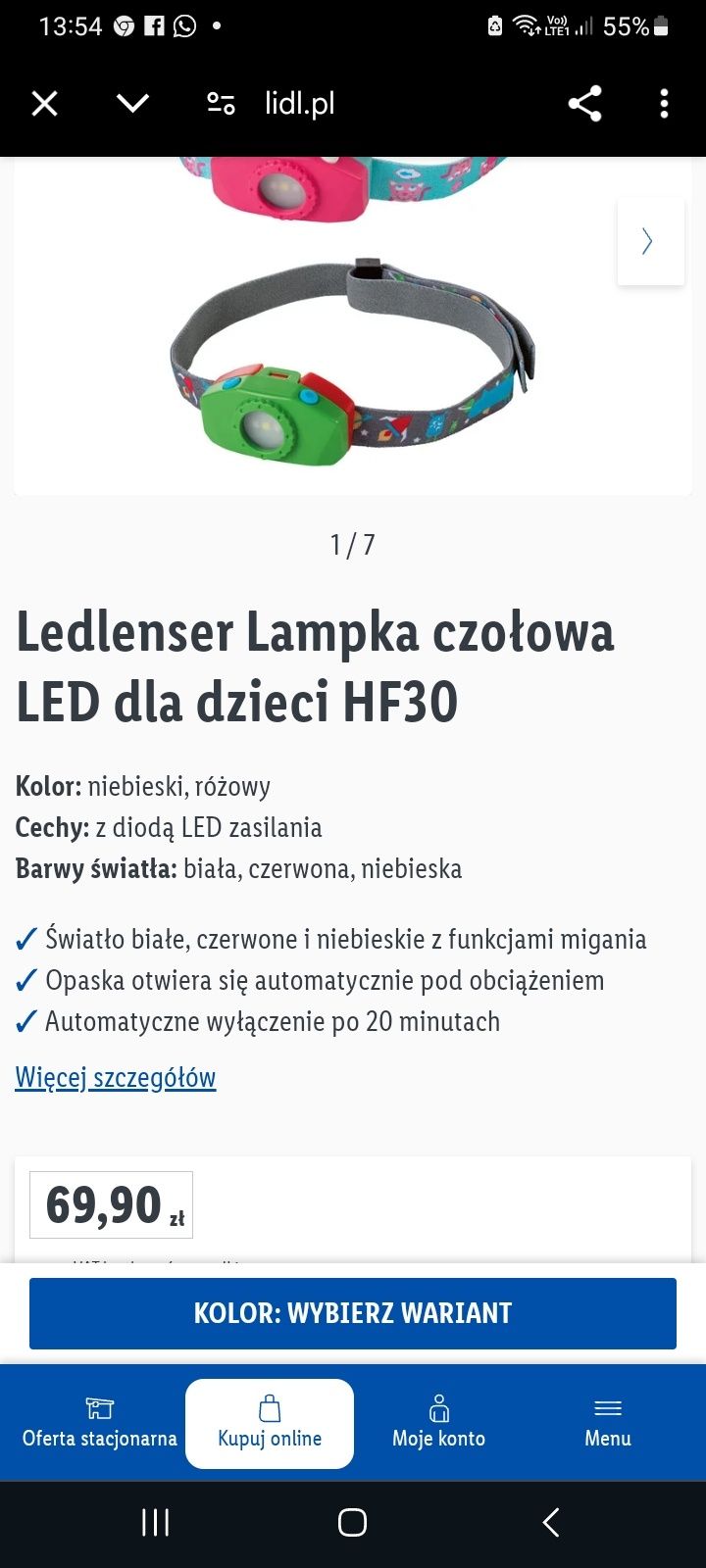 Ledlenser  Lampka czołowa 2 sztuki dla dziewczynki HF30