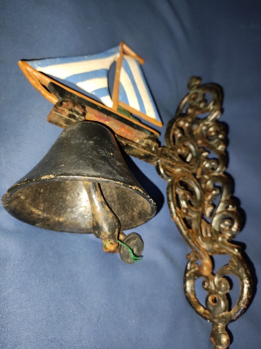 Stary dzwon jachtowy żeliwo stara polichromia jacht