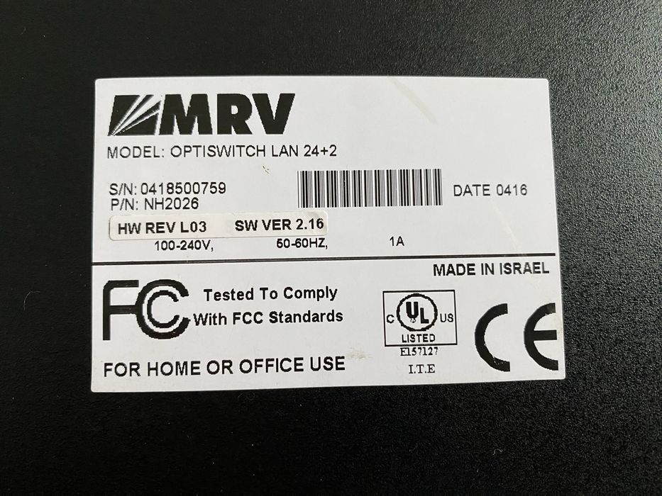 Продам світч. Мережевий комутатор MRV OptiSwitch F-2026