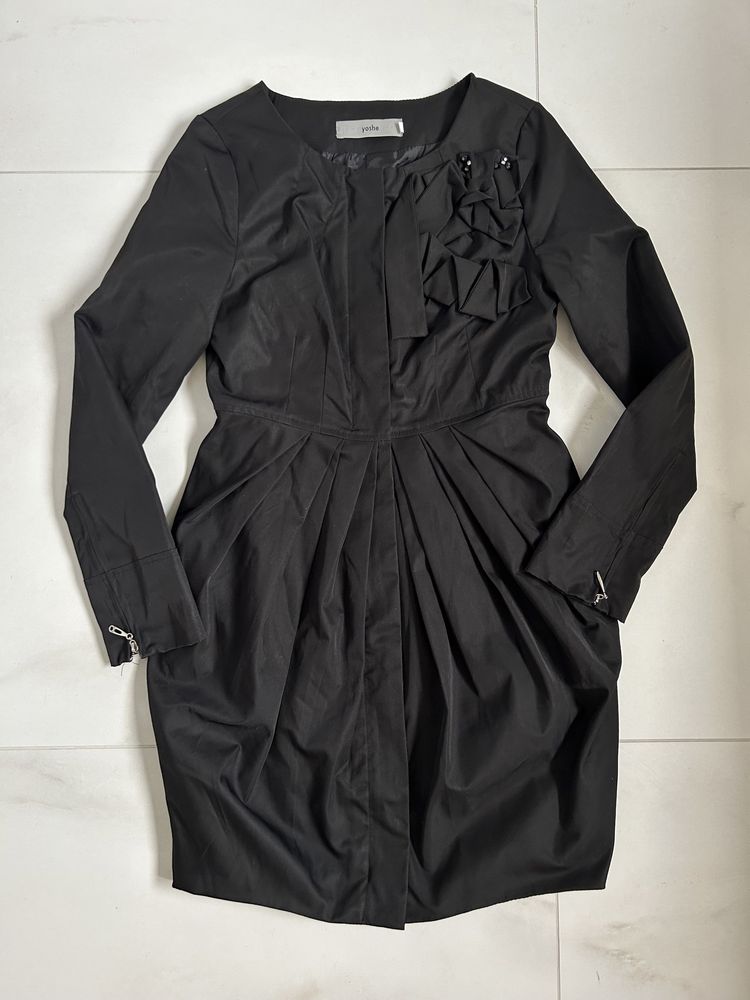 Yoshe czarny elegancki płaszcz premium 36