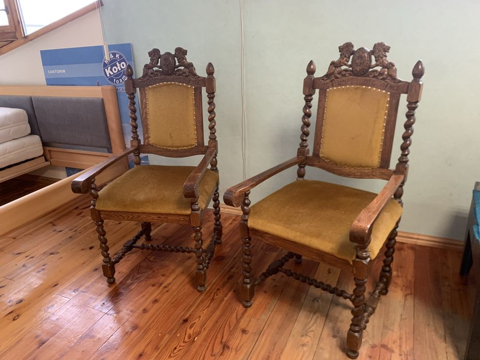 Dwa Fotele Gdańskie tapicerowane Wyprzedaż Ekspozycji