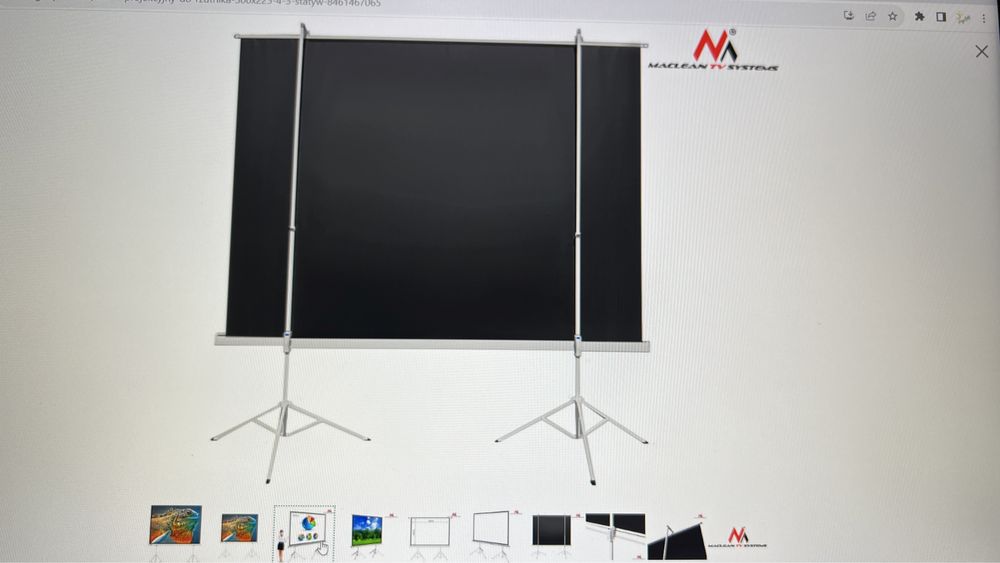 Ekran projekcyjny Maclean MC - 712 150” 4:3 dwa statywy