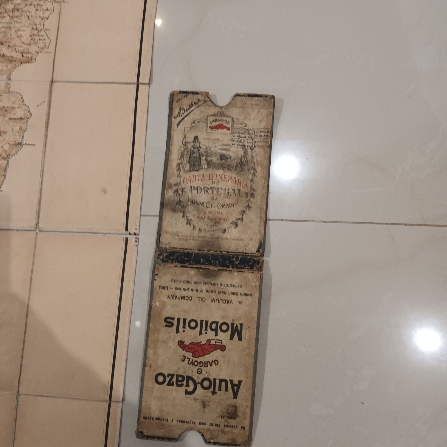 Carta itinerária Portugal ano 1917 mobiloil gargoyle