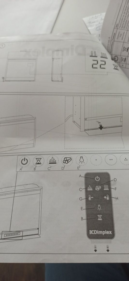 Kominek elektryczny z funkcją grzania, z wkładem, imitacja ognia