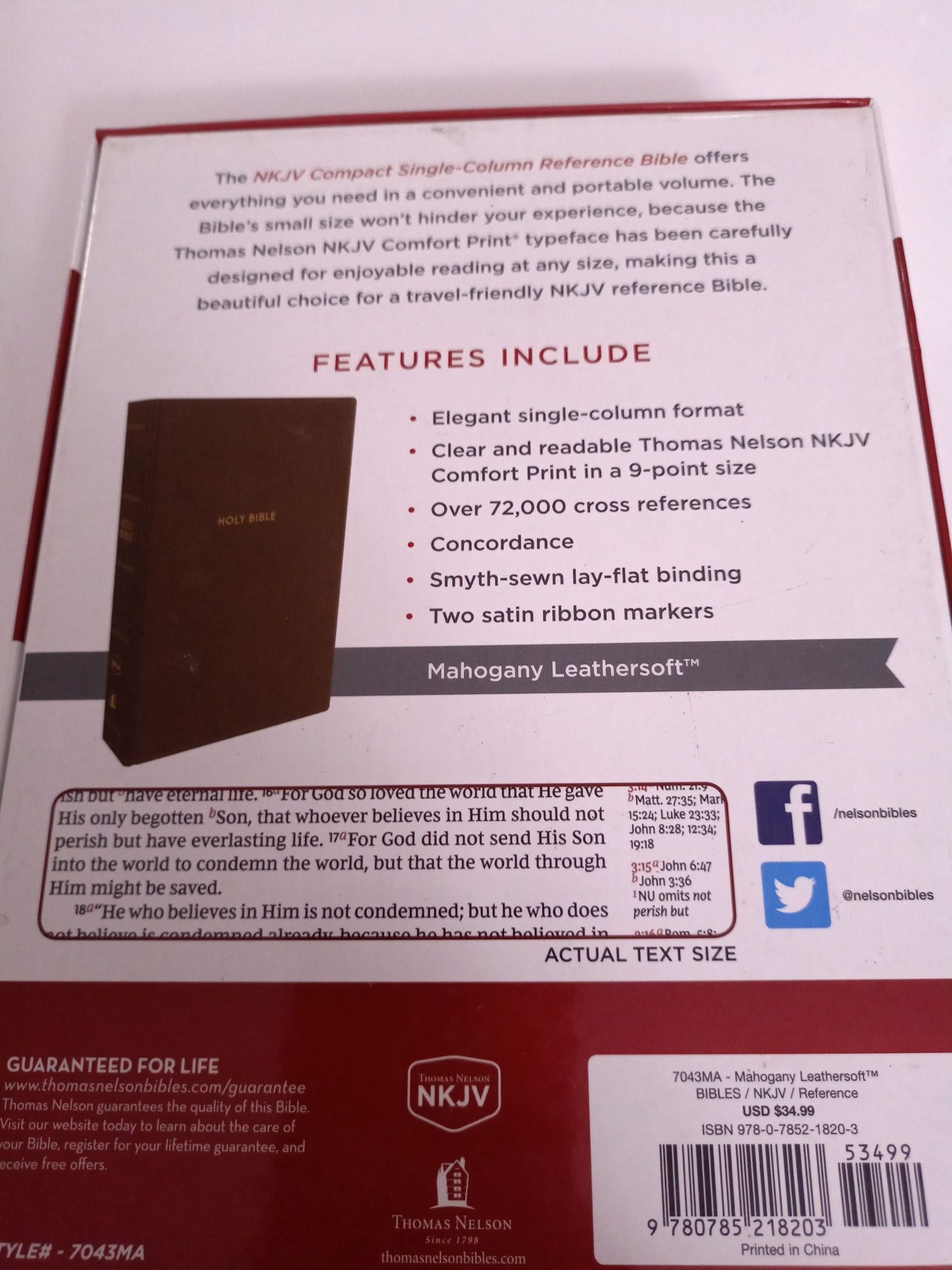 NKJV, Compact Single-Column Reference Bible Biblia