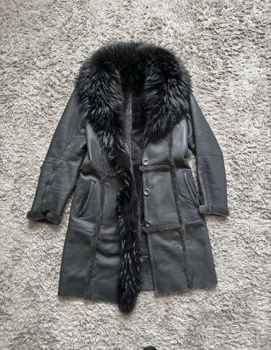 Шкіряний плащ дублянка жіноча