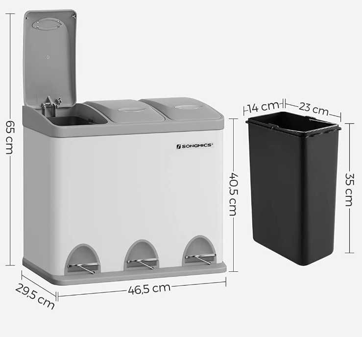 Kosz na śmieci Songmics 24 l 3-komorowy