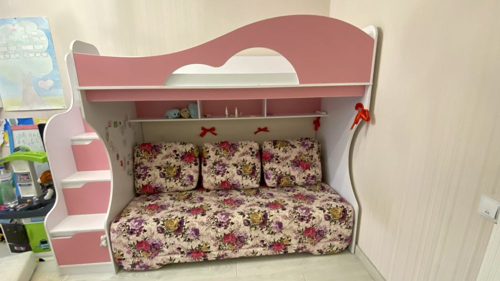 Двох'ярусне ліжко 190 см з диваном