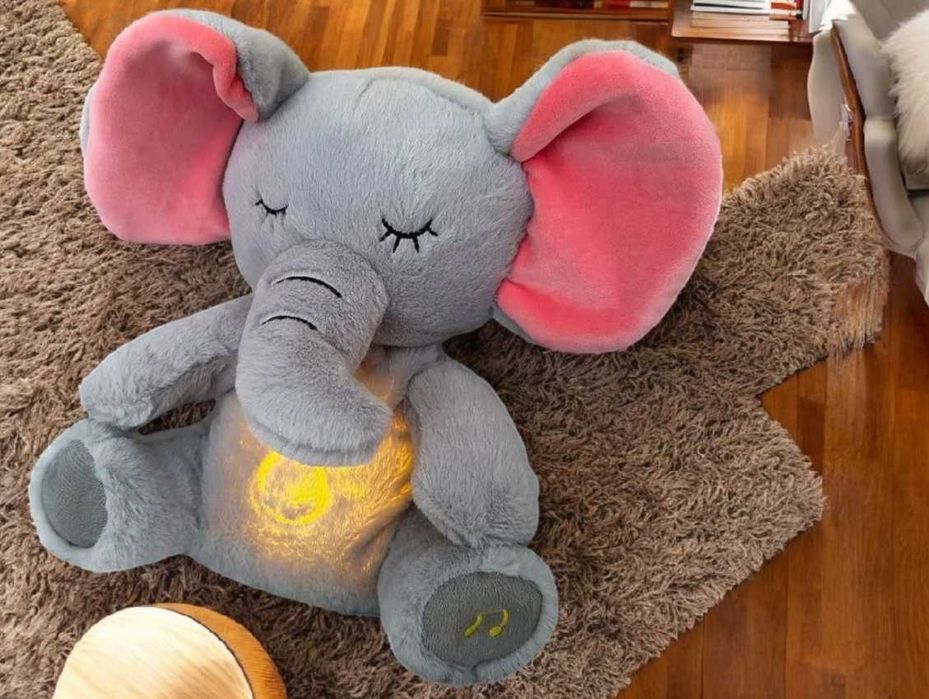 Дитяча м'яка іграшка слоник нічник вушки рухаються музичний