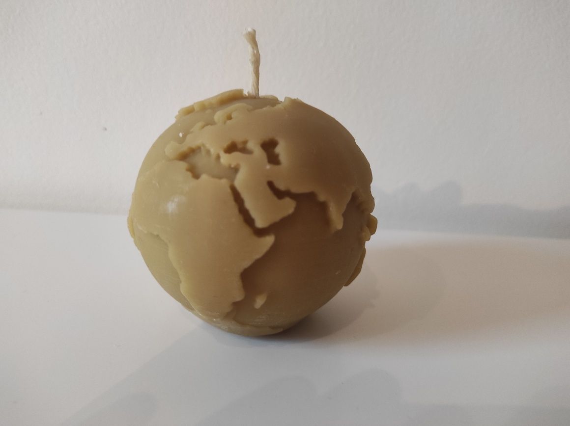 Świeczka z wosku pszczelego ZIEMIA, prezent HANDMADE