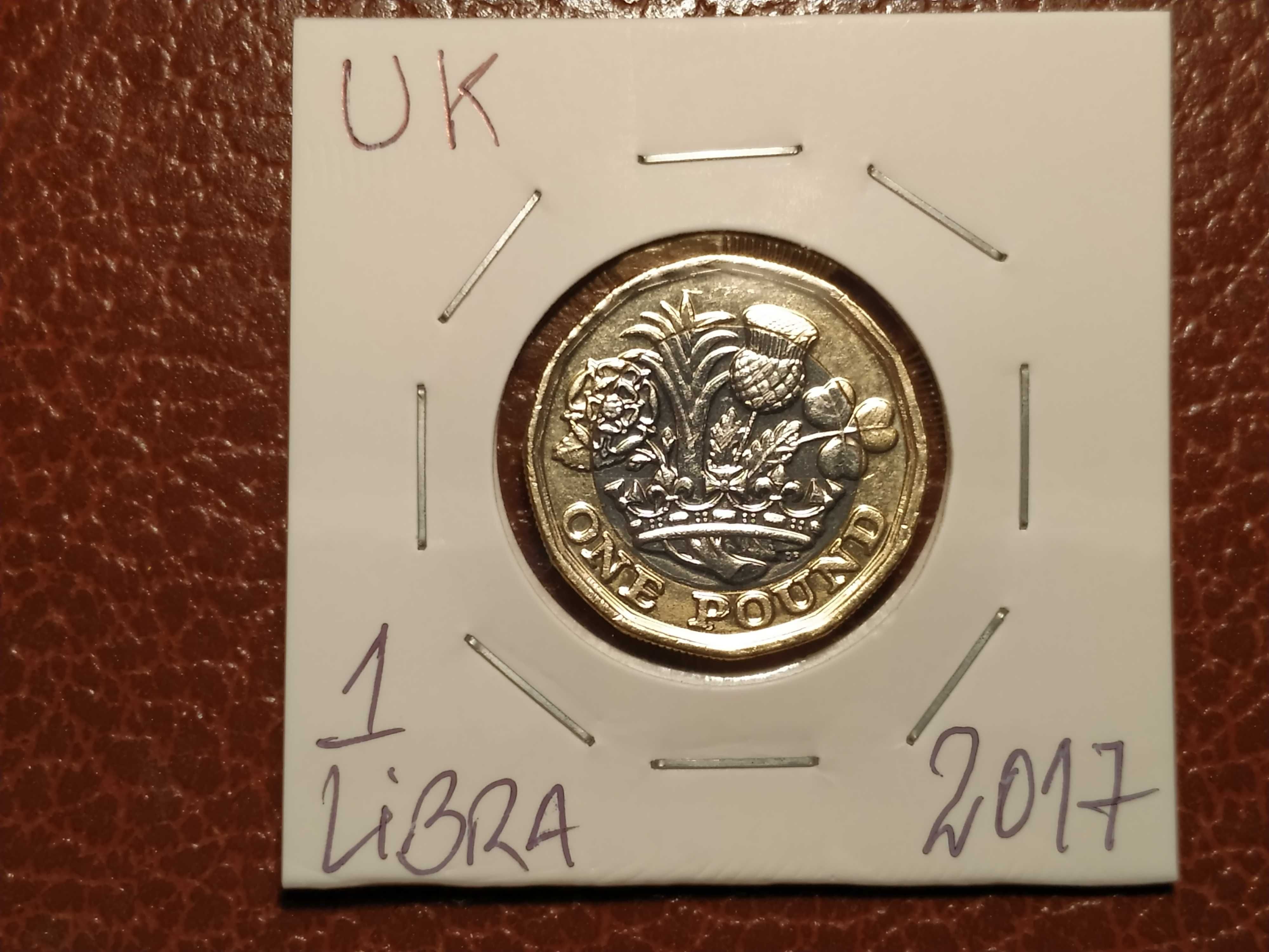 Reino Unido - moeda de 1 libra de 2017 (plantas)