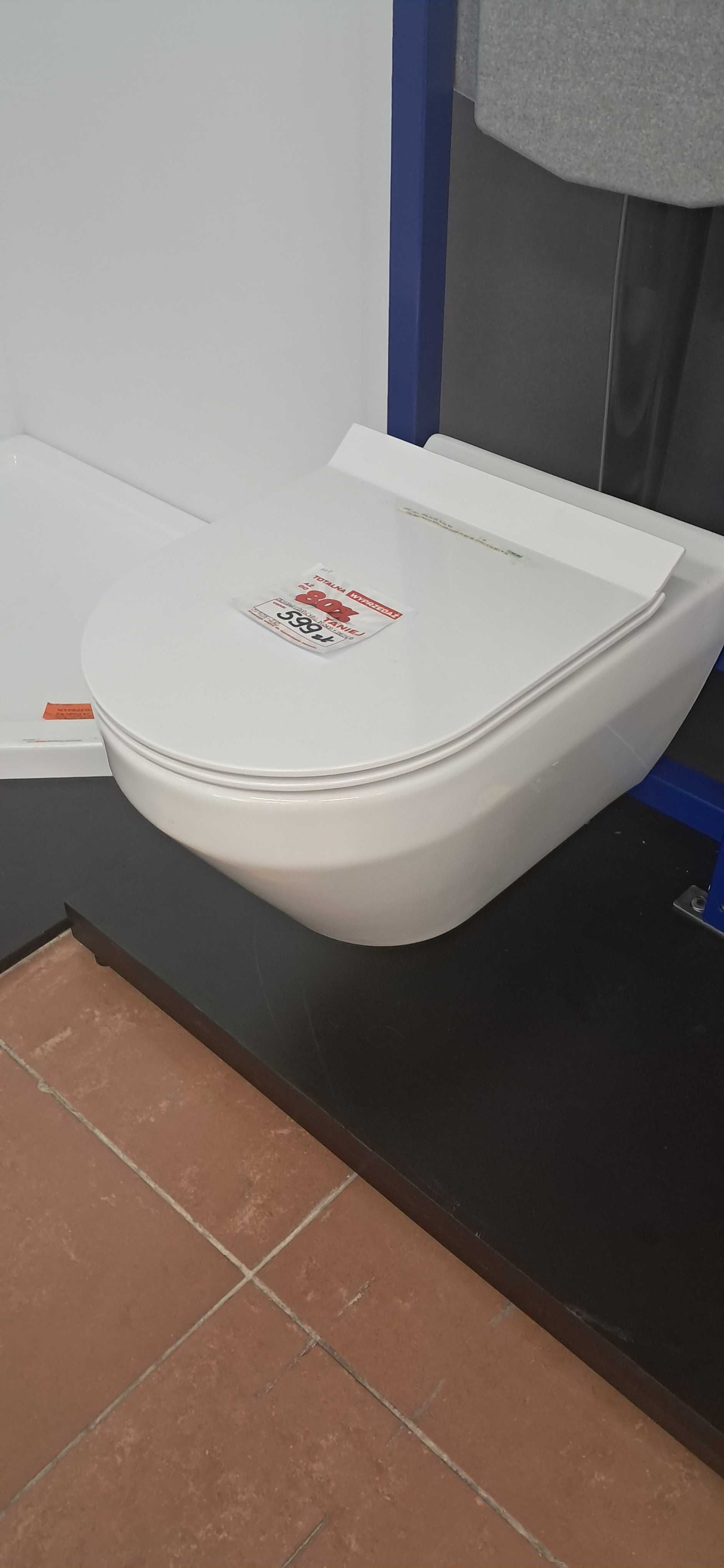 Cersanit Crea owalna miska WC wisząca Clean On  z deską wolno slim.