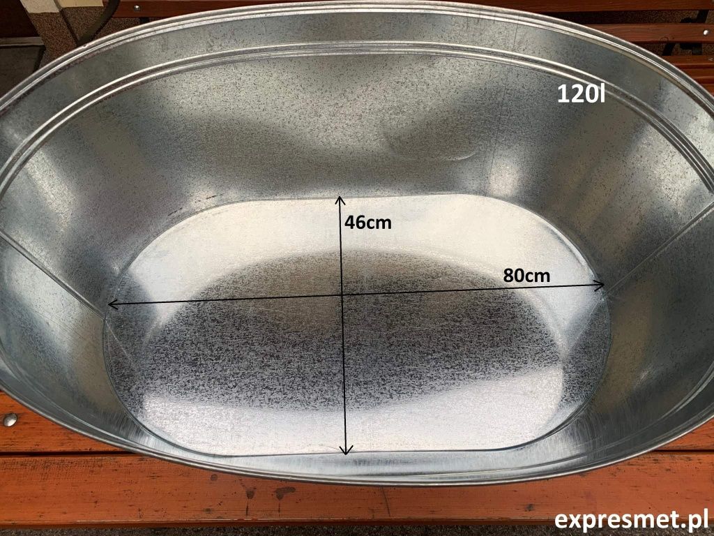wanna owalna,wanna ocynkowana 120 L,misa ocynkowana, balia kocioł ocyn