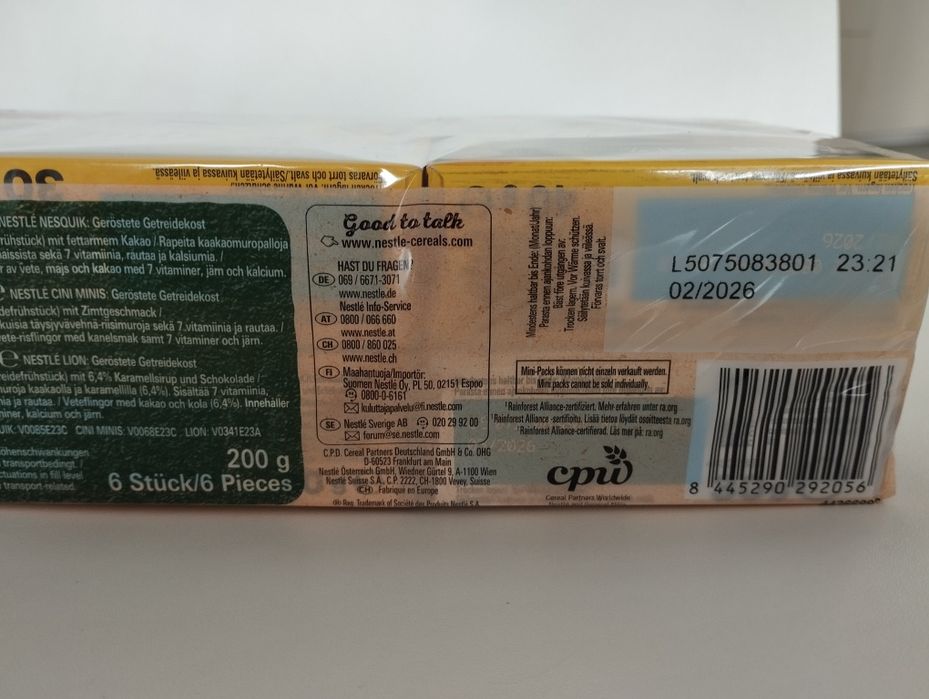 mini płatki śniadaniowe 6 op całość 200g lion, nesquik, cini minis