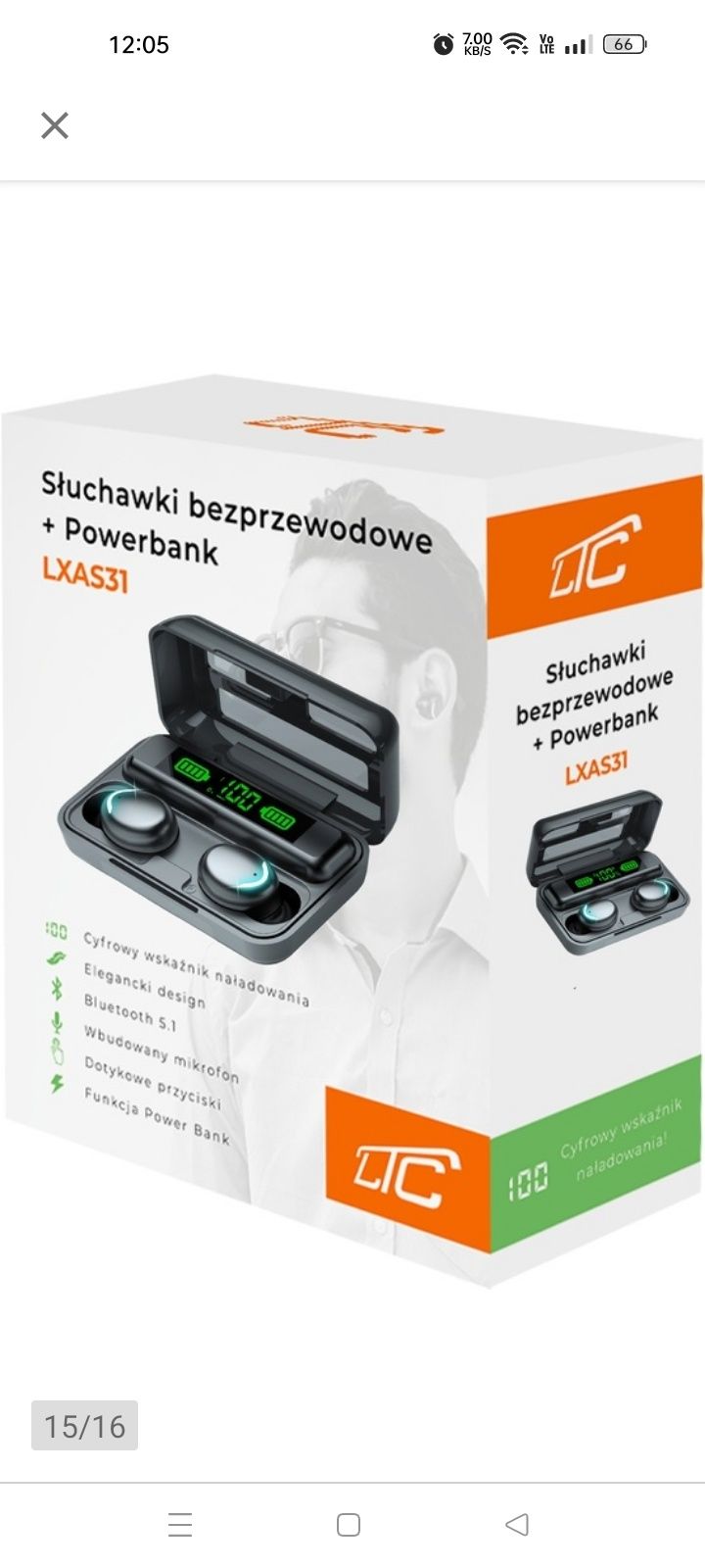 Słuchawki bezprzewodowe LXAS31+ powerbank