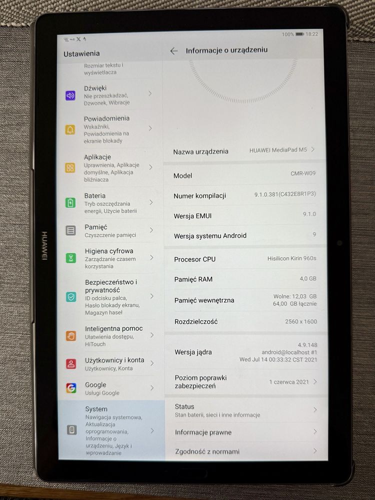 Tablet Huawei Mediapad M5 64GB stan bdb 100% sprawny