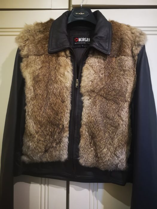 Blusão em Pele de coelho e couro