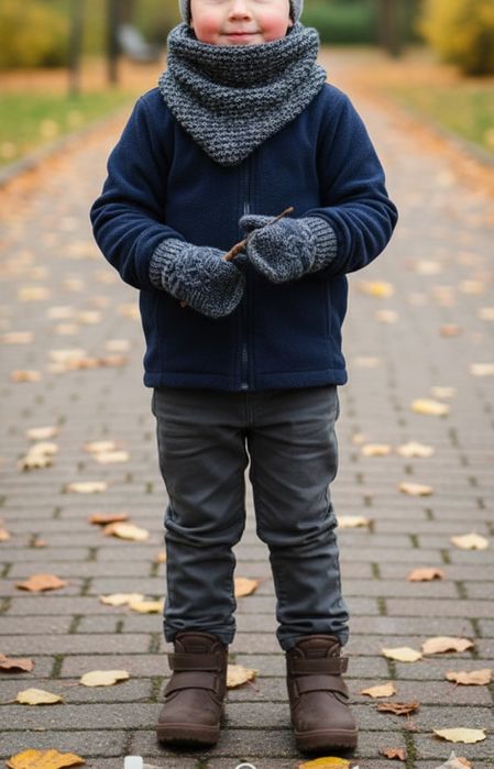 Conjunto gola/cachecol e luvas