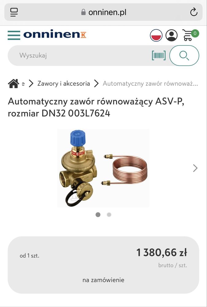 Danfoss zawòr równoważący automatyczny   ASV-P DN32 003L7624 Nowy