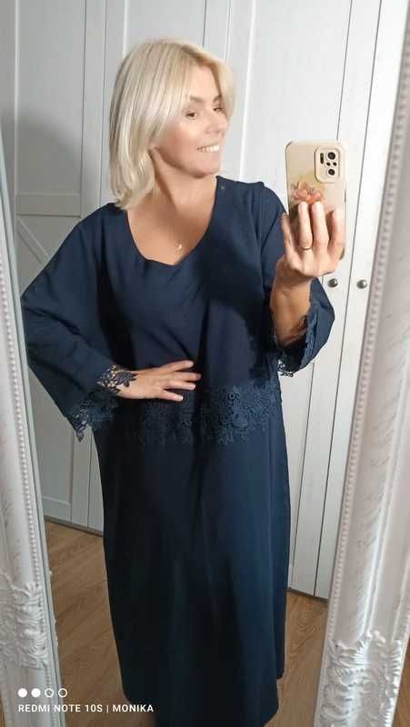 Granatowa sukienka ulla popken plus size