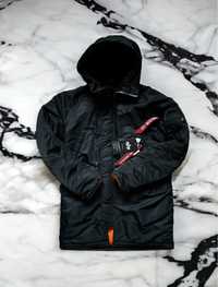 M 46 Alpha Industries slim parka n3b черная парка куртка зимняя зимова
