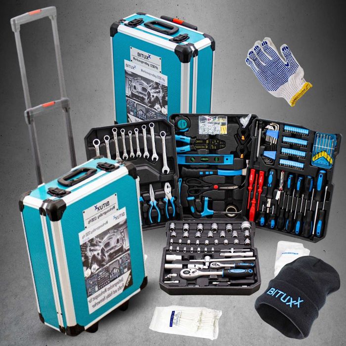 Zestaw Narzędzi Kluczy Bitów Nasadek 1200 el Walizka Narzędziowa