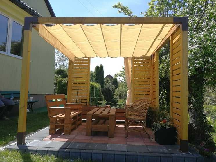 Lekkie Pergole pod zadaszenie materiałowe, szyjemy zadaszenia a-z
