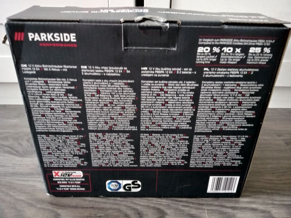 Parkside Performance PBSPA E4 12V wiertarko-wkrętarka zestaw